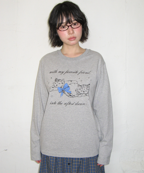 RONRON（ロンロン）の「SOFTEST DREAM CAT LONG SLEEVE GREY（Tシャツ/カットソー・レディース・その他・FREE）」の2枚目の写真