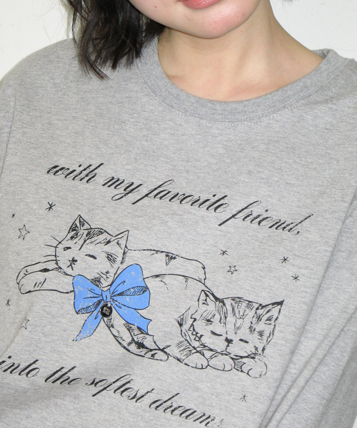 RONRON（ロンロン）の「SOFTEST DREAM CAT LONG SLEEVE GREY（Tシャツ/カットソー・レディース・その他・FREE）」の3枚目の写真