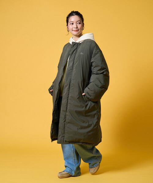 FREAK'S STORE（フリークスストア）の「限定展開 KELTY × FREAK'S STORE/ケルティ 別注 サーモライト 中綿 ノーカラー ロング ダウン（ダウンジャケット/コート・レディース・ブラック/オリーブ/ベージュ・ﾌﾘ-）」の12枚目の写真
