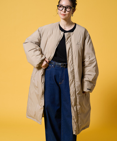 FREAK'S STORE（フリークスストア）の「限定展開 KELTY × FREAK'S STORE/ケルティ 別注 サーモライト 中綿 ノーカラー ロング ダウン（ダウンジャケット/コート・レディース・ブラック/オリーブ/ベージュ・ﾌﾘ-）」の16枚目の写真
