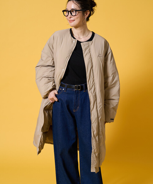 FREAK'S STORE（フリークスストア）の「限定展開 KELTY × FREAK'S STORE/ケルティ 別注 サーモライト 中綿 ノーカラー ロング ダウン（ダウンジャケット/コート・レディース・ブラック/オリーブ/ベージュ・ﾌﾘ-）」の18枚目の写真