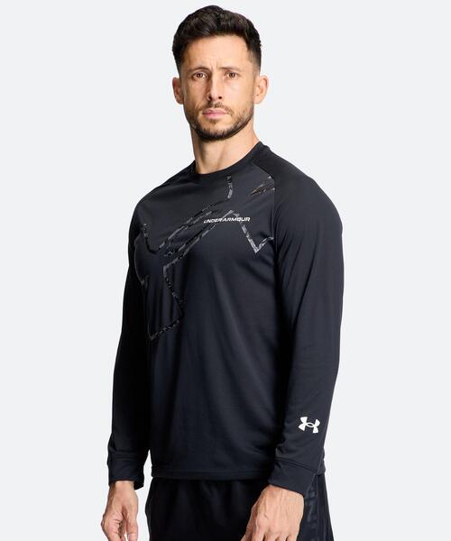 UNDER ARMOUR(アンダーアーマー)の「UAテック カモ ロングスリーブ Tシャツ(トレーニング/メンズ)(Tシャツ/カットソー・メンズ・ブラック・2XL/L/M/S/3XL/XL)」の1枚目の写真