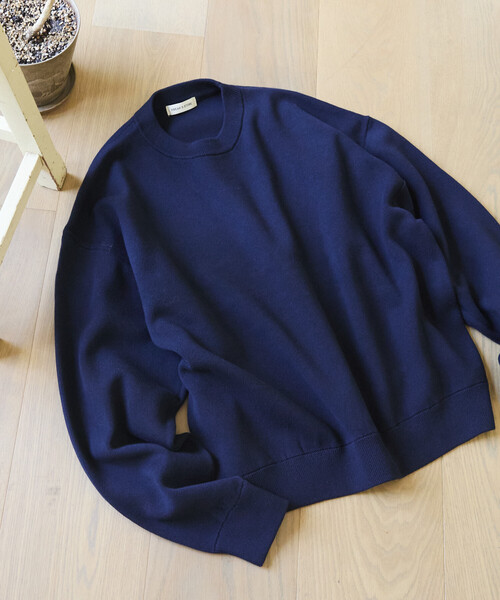 FREAK'S STORE(フリークスストア)の「限定展開 スウェットライク クロップド丈 クルーネック ニット(ニット/セーター・メンズ・ネイビー/ブラウン/ブラック/チャコールグレー/アッシュグレー・LARGE/MEDIUM)」の5枚目の写真