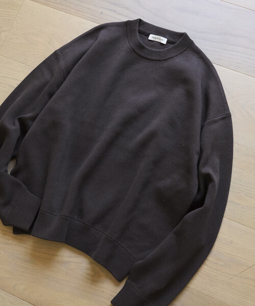 FREAK'S STORE(フリークスストア)の「限定展開 スウェットライク クロップド丈 クルーネック ニット(ニット/セーター・メンズ・ネイビー/ブラウン/ブラック/チャコールグレー/アッシュグレー・LARGE/MEDIUM)」の4枚目の写真