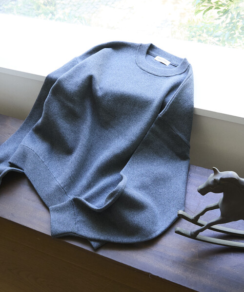 FREAK'S STORE(フリークスストア)の「限定展開 スウェットライク クロップド丈 クルーネック ニット(ニット/セーター・メンズ・ネイビー/ブラウン/ブラック/チャコールグレー/アッシュグレー・LARGE/MEDIUM)」の3枚目の写真