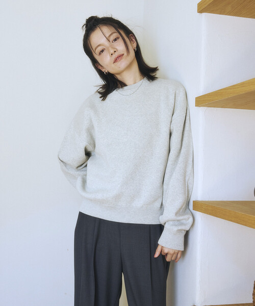 FREAK'S STORE(フリークスストア)の「限定展開 スウェットライク クロップド丈 クルーネック ニット(ニット/セーター・メンズ・ネイビー/ブラウン/ブラック/チャコールグレー/アッシュグレー・LARGE/MEDIUM)」の1枚目の写真