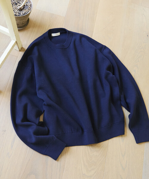 FREAK'S STORE(フリークスストア)の「限定展開 スウェットライク クロップド丈 クルーネック ニット(ニット/セーター・メンズ・ネイビー/ブラウン/ブラック/チャコールグレー/アッシュグレー・LARGE/MEDIUM)」の6枚目の写真