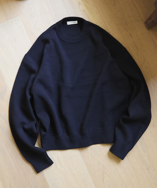 FREAK'S STORE(フリークスストア)の「限定展開 スウェットライク クロップド丈 クルーネック ニット(ニット/セーター・メンズ・ネイビー/ブラウン/ブラック/チャコールグレー/アッシュグレー・LARGE/MEDIUM)」の11枚目の写真