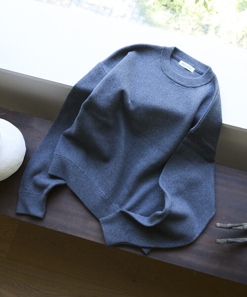 FREAK'S STORE(フリークスストア)の「限定展開 スウェットライク クロップド丈 クルーネック ニット(ニット/セーター・メンズ・ネイビー/ブラウン/ブラック/チャコールグレー/アッシュグレー・LARGE/MEDIUM)」の13枚目の写真
