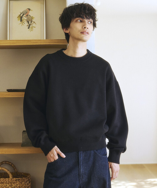 FREAK'S STORE(フリークスストア)の「限定展開 スウェットライク クロップド丈 クルーネック ニット(ニット/セーター・メンズ・ネイビー/ブラウン/ブラック/チャコールグレー/アッシュグレー・LARGE/MEDIUM)」の18枚目の写真