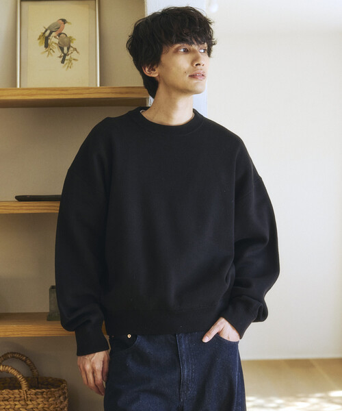 FREAK'S STORE(フリークスストア)の「限定展開 スウェットライク クロップド丈 クルーネック ニット(ニット/セーター・メンズ・ネイビー/ブラウン/ブラック/チャコールグレー/アッシュグレー・LARGE/MEDIUM)」の19枚目の写真