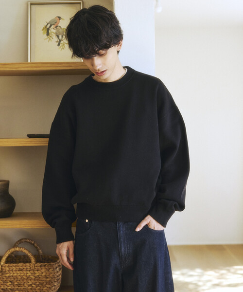 FREAK'S STORE(フリークスストア)の「限定展開 スウェットライク クロップド丈 クルーネック ニット(ニット/セーター・メンズ・ネイビー/ブラウン/ブラック/チャコールグレー/アッシュグレー・LARGE/MEDIUM)」の20枚目の写真
