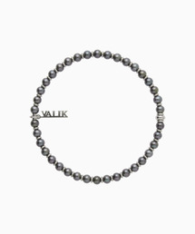 VALIK（バリク）の「[925シルバー] No.117 スワロフスキー ブラックパール ビーズブレスレット 4mm（ブレスレット）」
