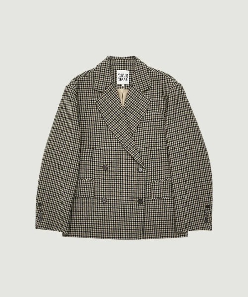 GRVRGROVE(グローブ)の「HAZE CHECK JACKET(テーラードジャケット・レディース・グレー/ベージュ・フリー)」の3枚目の写真