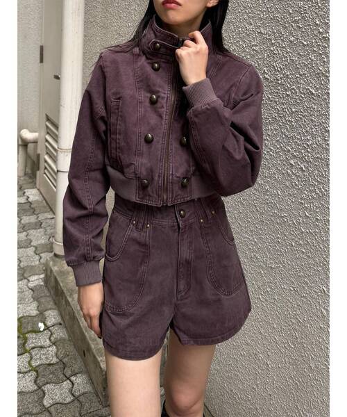 MURUA(ムルーア)の「【セットアップ対応】ナポレオンライクショートブルゾン(ブルゾン・レディース・パープル/カーキ・FREE)」の12枚目の写真