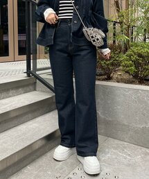 【セットアップ着用可能】ルーズフレアデニム