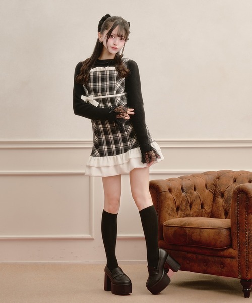 Pal elfy（パルエルフィー）の「クラシカルリボンチェックワンピース