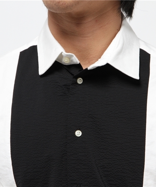 SENSE OF PLACE by URBAN RESEARCH（センスオブプレイスバイアーバンリサーチ）の「A ストレッチシアサッカーシャツ(5分（シャツ/ブラウス・メンズ・グレー/ネイビー・LARGE/MEDIUM）」の5枚目の写真