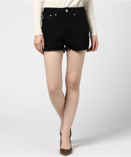 RES DENIM(レスデニム)の「RES DENIM/HARRYS HI CUTOFF /レスデニム/デニムショーツ ショートパンツ(デニムパンツ・レディース・ブラック・26inch)」の1枚目の写真