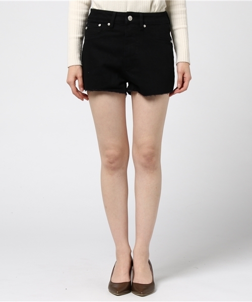 RES DENIM(レスデニム)の「RES DENIM/HARRYS HI CUTOFF /レスデニム/デニムショーツ ショートパンツ(デニムパンツ・レディース・ブラック・26inch)」の2枚目の写真