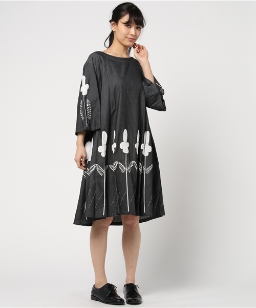 L Atelier Du Savon アトリエドサボン の 綿ﾃﾝｾﾙ ﾊﾟﾝｼﾞｰｱｯﾌﾟﾘｹ ﾌﾚｱワンピース ワンピース Wear