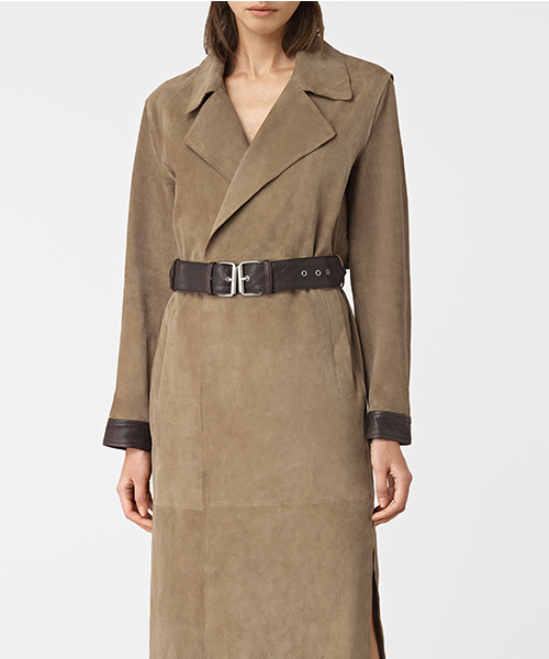 ALLSAINTS（オールセインツ）の「PICKFORD SPLIT MAC（トレンチコート・レディース・ブラウン・6/8/4）」の2枚目の写真