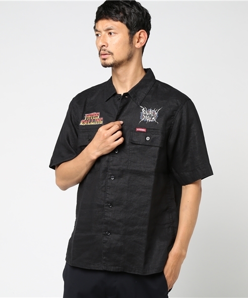 HYSTERIC GLAMOUR（ヒステリックグラマー）の「FERGADELIC METAL プリント 半袖ワークシャツ（シャツ/ブラウス・メンズ・ホワイト/ブラック・SMALL/MEDIUM/LARGE）」の2枚目の写真