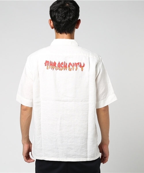 HYSTERIC GLAMOUR（ヒステリックグラマー）の「FERGADELIC METAL プリント 半袖ワークシャツ（シャツ/ブラウス・メンズ・ホワイト/ブラック・SMALL/MEDIUM/LARGE）」の4枚目の写真