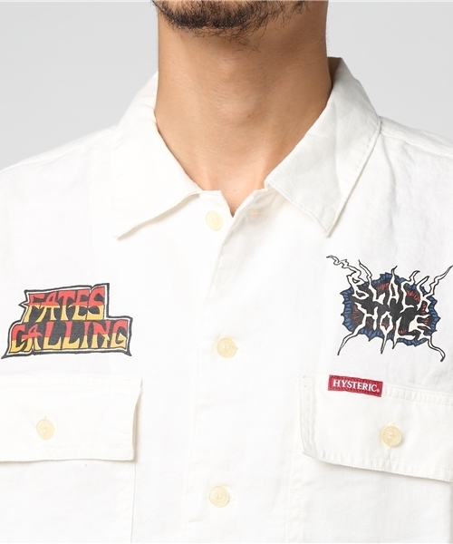 HYSTERIC GLAMOUR（ヒステリックグラマー）の「FERGADELIC METAL プリント 半袖ワークシャツ（シャツ/ブラウス・メンズ・ホワイト/ブラック・SMALL/MEDIUM/LARGE）」の5枚目の写真