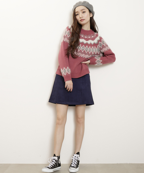 RAY CASSIN（レイカズン）の「求心柄フェザー使いプルオーバー（ニット/セーター・レディース・ネイビー/ピンク/オフホワイト・FREE）」の18枚目の写真