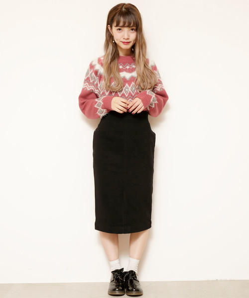 RAY CASSIN（レイカズン）の「求心柄フェザー使いプルオーバー（ニット/セーター・レディース・ネイビー/ピンク/オフホワイト・FREE）」の8枚目の写真