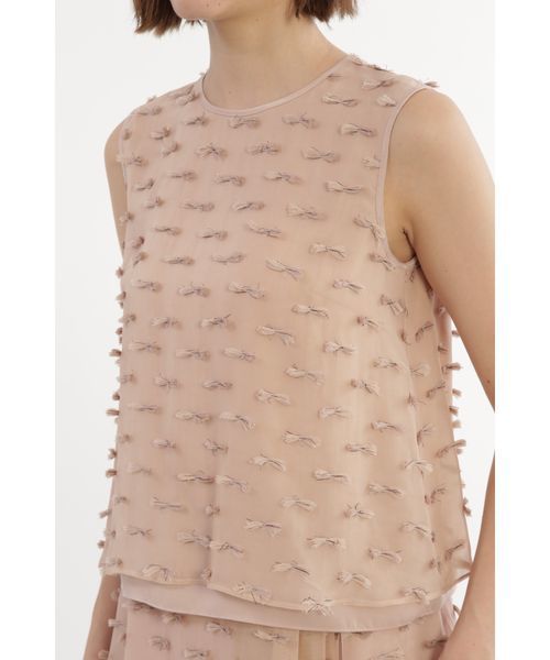 JILL STUART（ジルスチュアート）の「◆ボウカットジャガードノースリーブブラウス（シャツ/ブラウス・レディース・ブラック/ピンク・S/M）」の4枚目の写真