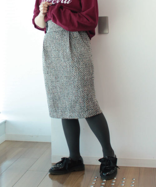 mysty woman（ミスティウーマン）の「ツィード／チェックアソートタイトスカート（スカート・レディース・ベージュ系その他/レッド系その他/ネイビー・FREE）」の2枚目の写真