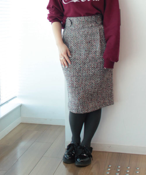 mysty woman（ミスティウーマン）の「ツィード／チェックアソートタイトスカート（スカート・レディース・ベージュ系その他/レッド系その他/ネイビー・FREE）」の3枚目の写真