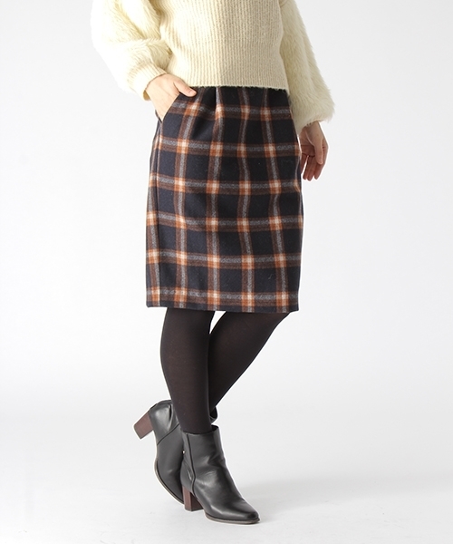 mysty woman（ミスティウーマン）の「ツィード／チェックアソートタイトスカート（スカート・レディース・ベージュ系その他/レッド系その他/ネイビー・FREE）」の15枚目の写真
