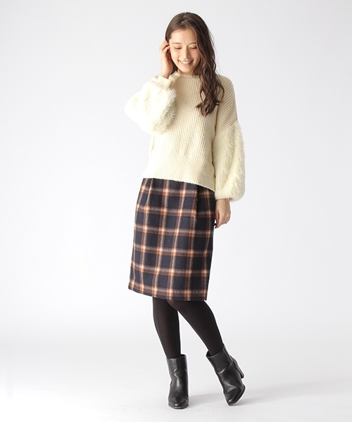 mysty woman（ミスティウーマン）の「ツィード／チェックアソートタイトスカート（スカート・レディース・ベージュ系その他/レッド系その他/ネイビー・FREE）」の11枚目の写真