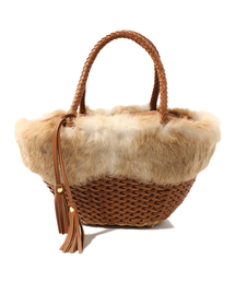 DURAS | 合皮編みファー付バッグ(ハンドバッグ)