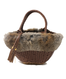 DURAS | 合皮編みファー付バッグ(ハンドバッグ)