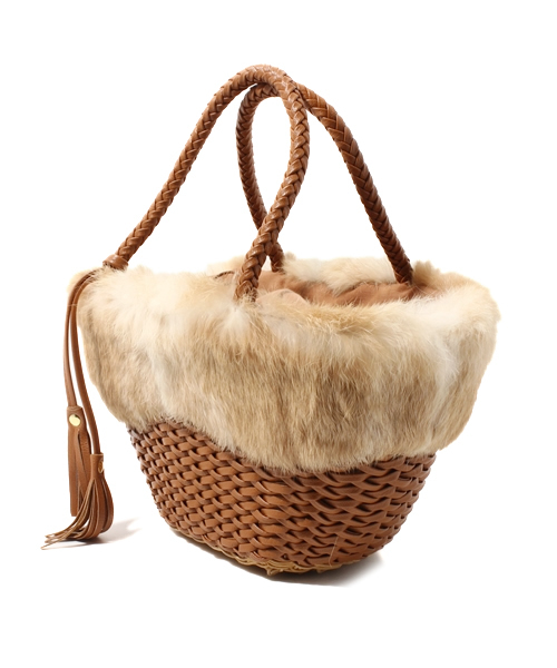 DURAS（デュラス）の「合皮編みファー付バッグ（ハンドバッグ・レディース・ブラウン/ベージュ/キャメル・FREE）」の4枚目の写真