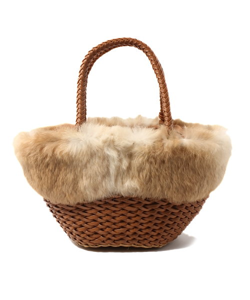 DURAS（デュラス）の「合皮編みファー付バッグ（ハンドバッグ・レディース・ブラウン/ベージュ/キャメル・FREE）」の5枚目の写真