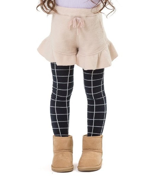 apres les cours(アプレレクール)の「ニットソーフリルショートパンツ(その他パンツ・キッズ・ベージュ/ネイビー/サーモンピンク・100/110/120/130/140/80/90)」の1枚目の写真