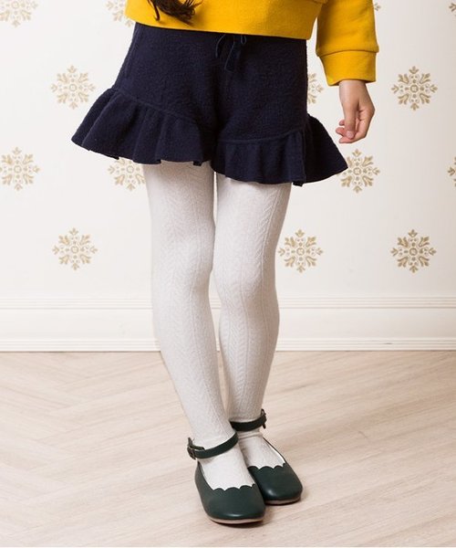 apres les cours(アプレレクール)の「ニットソーフリルショートパンツ(その他パンツ・キッズ・ベージュ/ネイビー/サーモンピンク・100/110/120/130/140/80/90)」の2枚目の写真