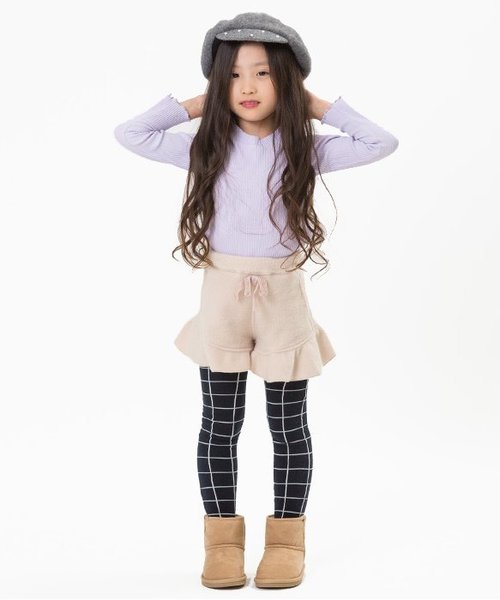 apres les cours(アプレレクール)の「ニットソーフリルショートパンツ(その他パンツ・キッズ・ベージュ/ネイビー/サーモンピンク・100/110/120/130/140/80/90)」の16枚目の写真