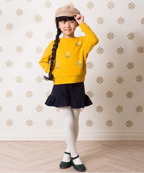 apres les cours(アプレレクール)の「ニットソーフリルショートパンツ(その他パンツ・キッズ・ベージュ/ネイビー/サーモンピンク・100/110/120/130/140/80/90)」の12枚目の写真