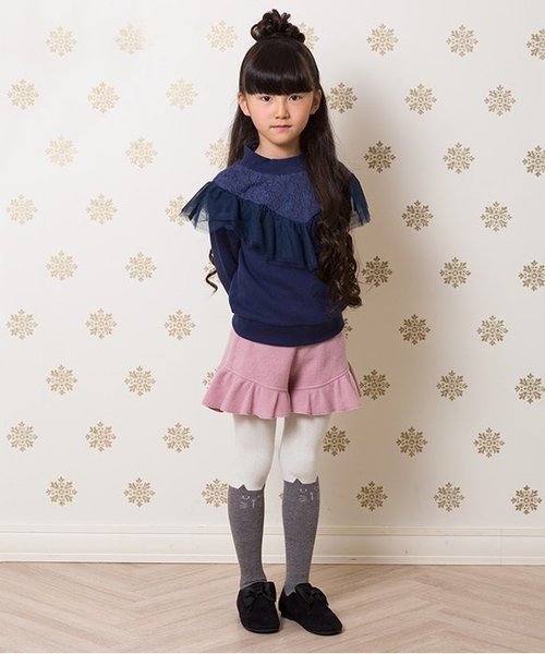 apres les cours(アプレレクール)の「ニットソーフリルショートパンツ(その他パンツ・キッズ・ベージュ/ネイビー/サーモンピンク・100/110/120/130/140/80/90)」の14枚目の写真