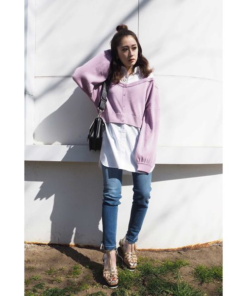 MURUA（ムルーア）の「カーデレイヤードシャツ（シャツ/ブラウス・レディース・ラベンダー/その他1/ブラック・FREE）」の5枚目の写真