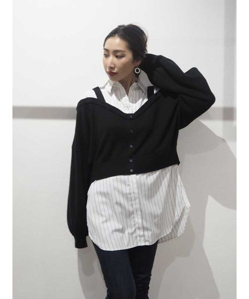 MURUA（ムルーア）の「カーデレイヤードシャツ（シャツ/ブラウス・レディース・ラベンダー/その他1/ブラック・FREE）」の6枚目の写真