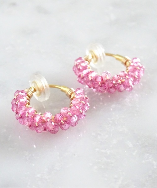 tone(トーン)の「【marinaJEWELRY】宝石質Pink Topaz pavé earring(イヤリング・レディース・ピンク・FREE)」の4枚目の写真