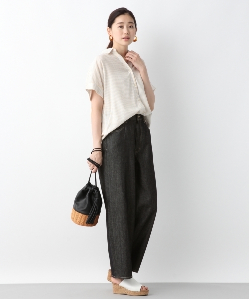 LEPSIM（レプシィム）の「3WAYアソートガラシャツSS　795649（シャツ/ブラウス・レディース・オレンジ系その他/ストライプ/ホワイト系その他/パープル系その他・FREE）」の10枚目の写真