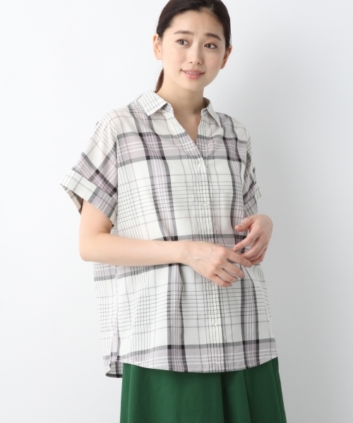 LEPSIM（レプシィム）の「3WAYアソートガラシャツSS　795649（シャツ/ブラウス・レディース・オレンジ系その他/ストライプ/ホワイト系その他/パープル系その他・FREE）」の14枚目の写真